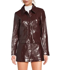 Gianni Bini Kora Collared Long Sleeve Luxe Coated Coordinating Jacket