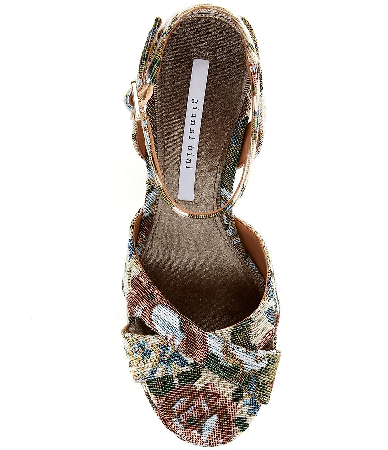 Gianni Bini Kylee Floral Tapestry Ankle Strap Platform Dress Sandals