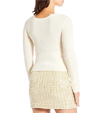 Gianni Bini Lace Detail V-Neck Long Sleeve Sweater Cardigan