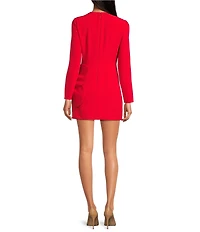 Gianni Bini Layla Crepe Crew Neck Long Sleeve Flower Applique Mini Dress