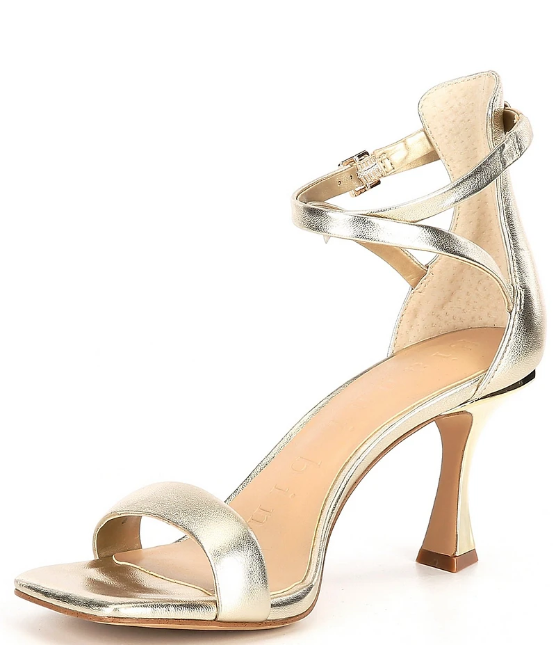 Gianni Bini Layney Metallic Leather Square Toe Strappy Dress Sandals