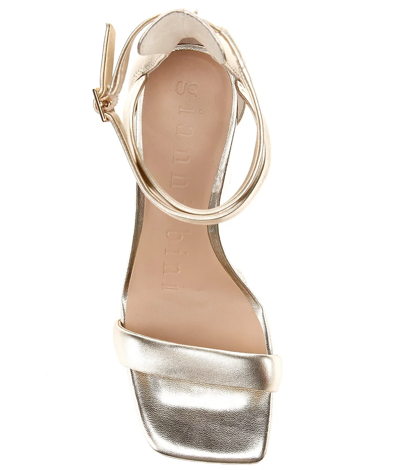 Gianni Bini Layney Metallic Leather Square Toe Strappy Dress Sandals