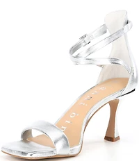 Gianni Bini Layney Metallic Leather Square Toe Strappy Dress Sandals