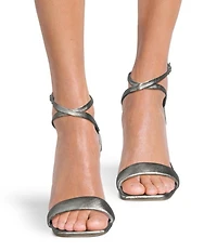 Gianni Bini Layney Metallic Leather Square Toe Strappy Dress Sandals