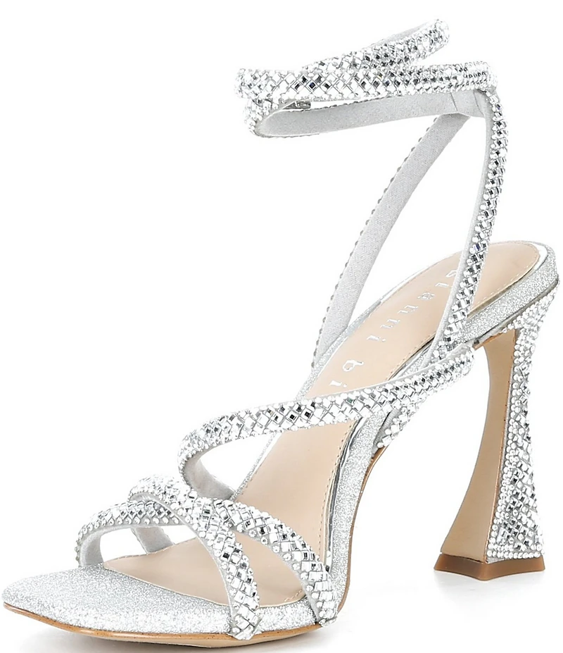 Gianni Bini Lelani Rhinestone Ankle Wrap Strappy Dress Sandals