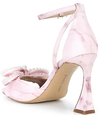 Gianni Bini Lennon Satin Pearl Bow Ankle Strap Dress Sandals