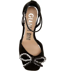 Gianni Bini Lennon Suede Rhinestone Bow Ankle Strap Dress Sandals