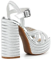 Gianni Bini Leon Metallic Jute Braided Platform Sandals