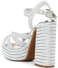 Gianni Bini Leon Metallic Jute Braided Platform Sandals