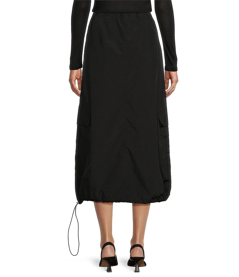 Gianni Bini Leona High Rise Drawstring Tie Cargo Parachute Midi Skirt