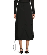 Gianni Bini Leona High Rise Drawstring Tie Cargo Parachute Midi Skirt