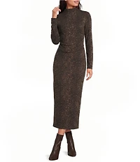 Gianni Bini Leopard Print Fold Over Waist Bodycon Knit Maxi Skirt
