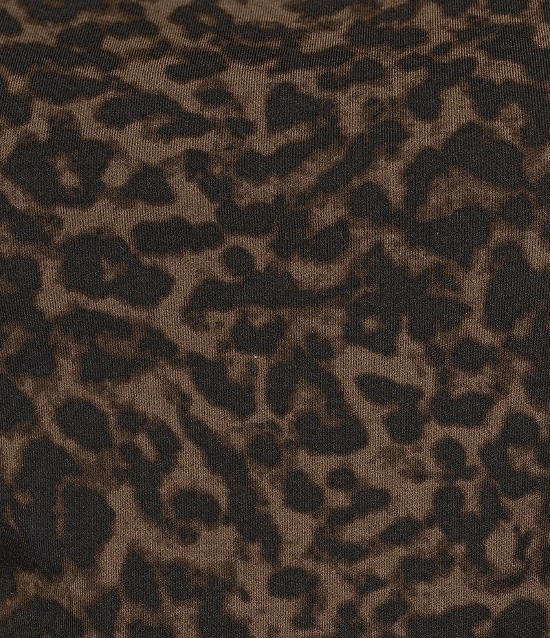 Gianni Bini Leopard Print Mock Neck Cap Sleeve Tank Top