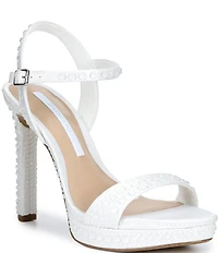 Gianni Bini Lillet Two Satin Tonal Rhinestone Platform Dress Sandals