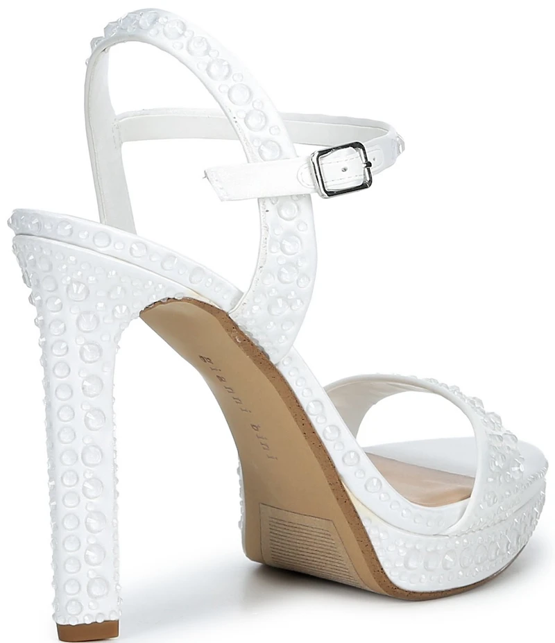 Gianni Bini Lillet Two Satin Clear Rhinestone Platform Dress Sandals