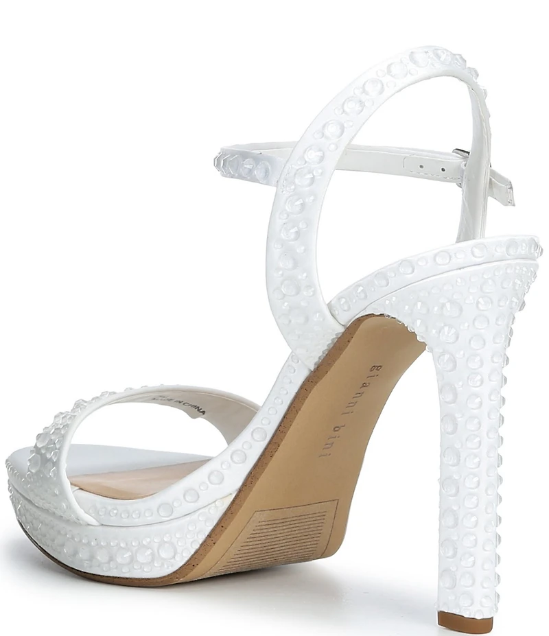 Gianni Bini Lillet Two Satin Clear Rhinestone Platform Dress Sandals