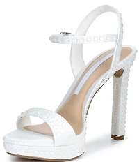 Gianni Bini Lillet Two Satin Clear Rhinestone Platform Dress Sandals