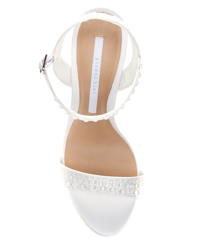 Gianni Bini Lillet Two Satin Clear Rhinestone Platform Dress Sandals