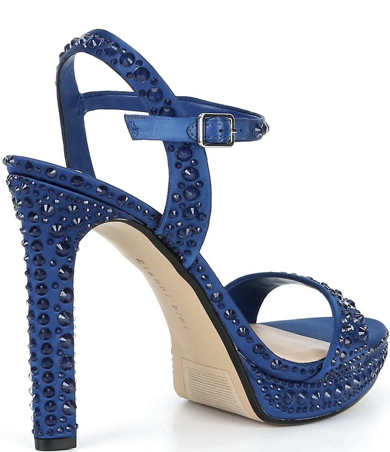 Gianni Bini Lillet Two Satin Clear Rhinestone Platform Dress Sandals
