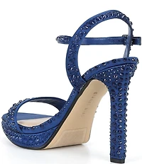 Gianni Bini Lillet Two Satin Clear Rhinestone Platform Dress Sandals