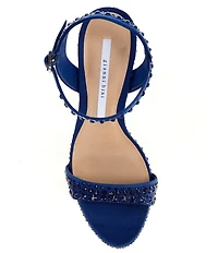 Gianni Bini Lillet Two Satin Clear Rhinestone Platform Dress Sandals