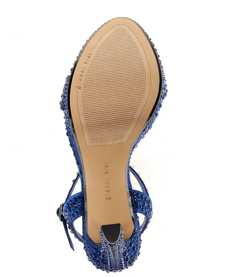 Gianni Bini Lillet Two Satin Clear Rhinestone Platform Dress Sandals