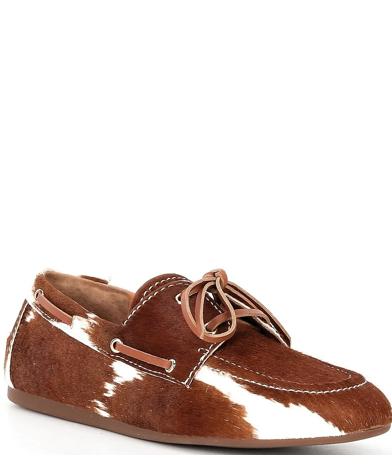 Gianni Bini Lionel Cow Print Haircalf Flat Loafers