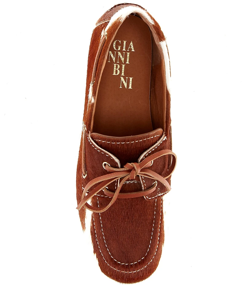 Gianni Bini Lionel Cow Print Haircalf Flat Loafers