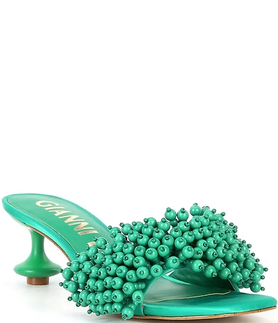 Gianni Bini Lonzo Bead Ornament Square Toe Slide Sandals