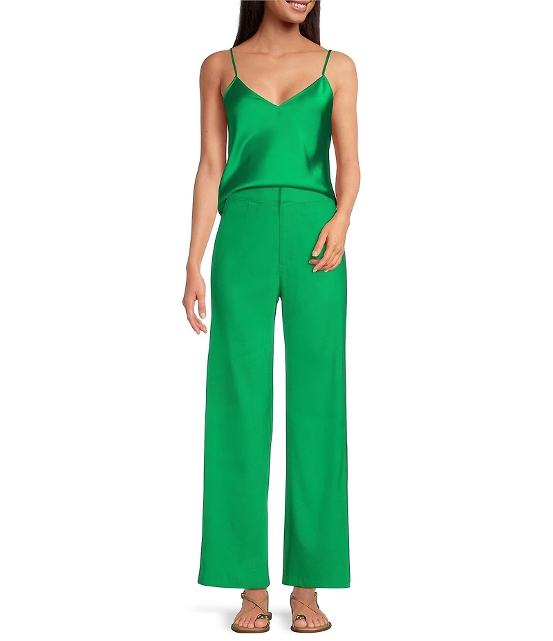 Gianni Bini Lucie Flat Front Straight Leg Linen Pants