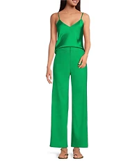Gianni Bini Lucie Flat Front Straight Leg Linen Pants