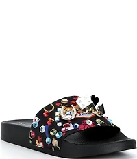 Gianni Bini Luckydaze Casino Ornamented Rhinestone Pool Slides