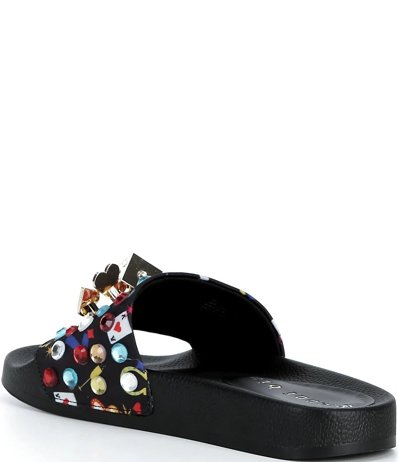 Gianni Bini Luckydaze Casino Ornamented Rhinestone Pool Slides