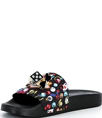 Gianni Bini Luckydaze Casino Ornamented Rhinestone Pool Slides