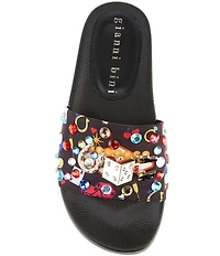 Gianni Bini Luckydaze Casino Ornamented Rhinestone Pool Slides