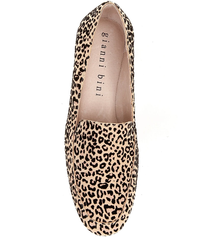 Gianni Bini Macen Leopard Print Suede Flat Loafers