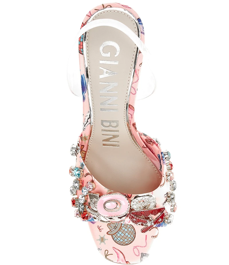 Gianni Bini Maddie Printed Rodeo Ornaments Martini Heel Dress Sandals