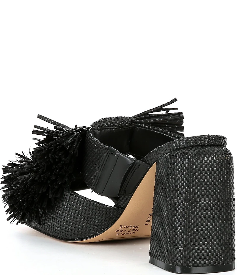 Gianni Bini Maguire Raffia Knotted Fringe Slide Sandals