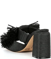 Gianni Bini Maguire Raffia Knotted Fringe Slide Sandals