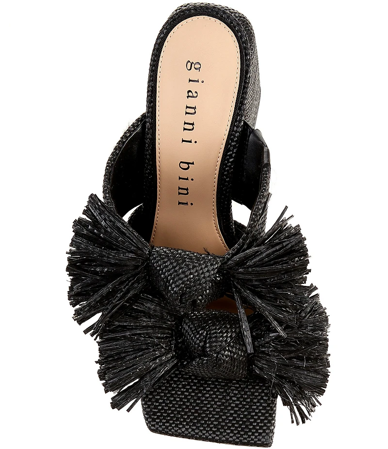 Gianni Bini Maguire Raffia Knotted Fringe Slide Sandals