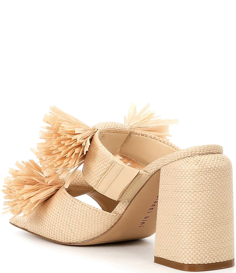 Gianni Bini Maguire Raffia Knotted Fringe Slide Sandals