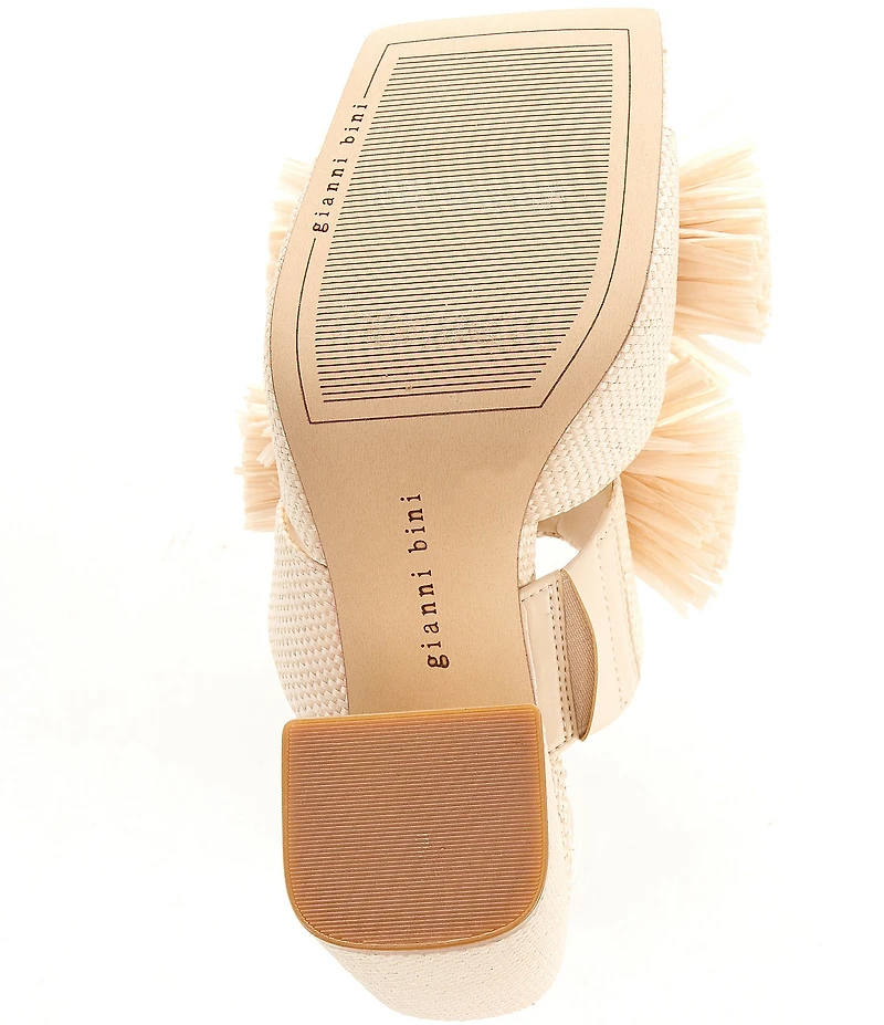 Gianni Bini Maguire Raffia Knotted Fringe Slide Sandals