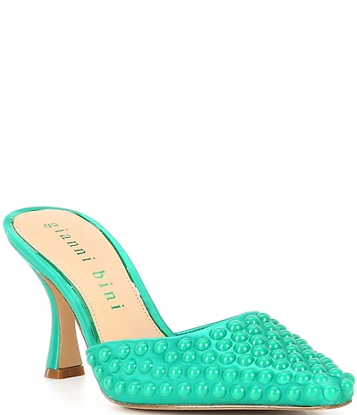 Gianni Bini Malcolm Satin Studded Dress Mules