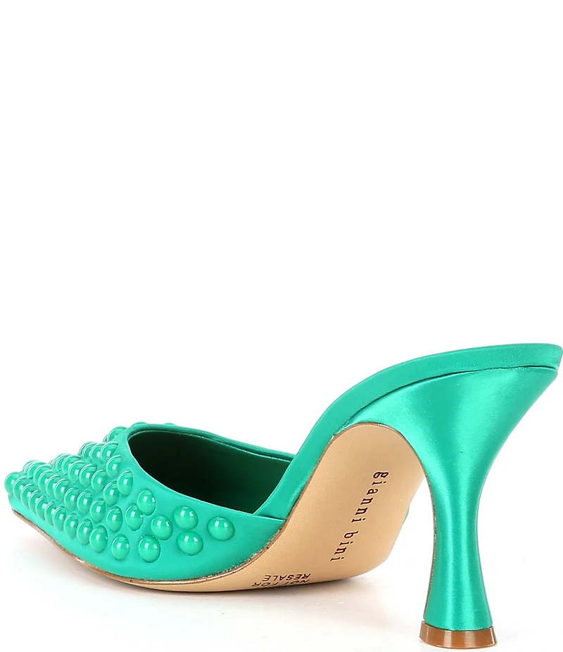 Gianni Bini Malcolm Satin Studded Dress Mules
