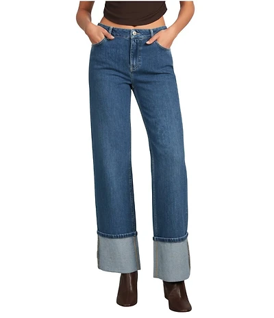 Gianni Bini Mallory Straight Leg Cuffed Denim Jeans