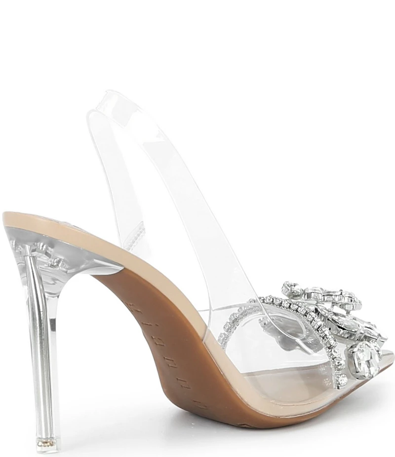 Gianni Bini Mardona Clear Jewel Ornamented Slingback Pumps