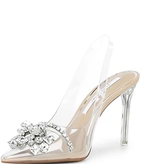 Gianni Bini Mardona Clear Jewel Ornamented Slingback Pumps