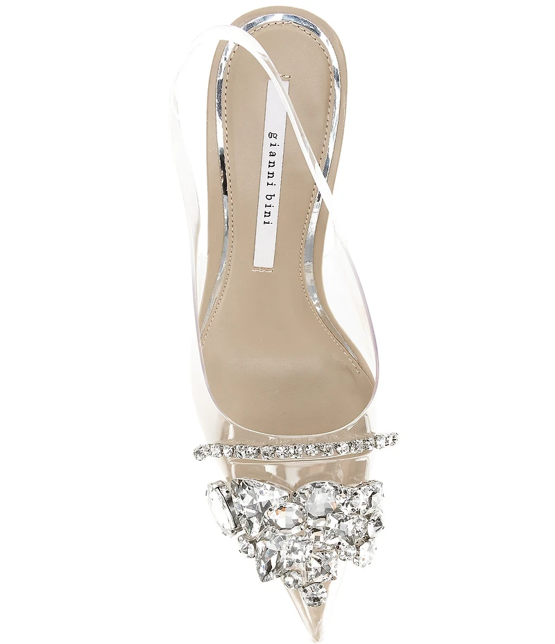 Gianni Bini Mardona Clear Jewel Ornamented Slingback Pumps