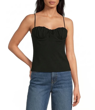 Gianni Bini Marilyn Matte Jersey Ruched Sweetheart Neck Sleeveless Cami Top