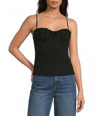 Gianni Bini Marilyn Matte Jersey Ruched Sweetheart Neck Sleeveless Cami Top